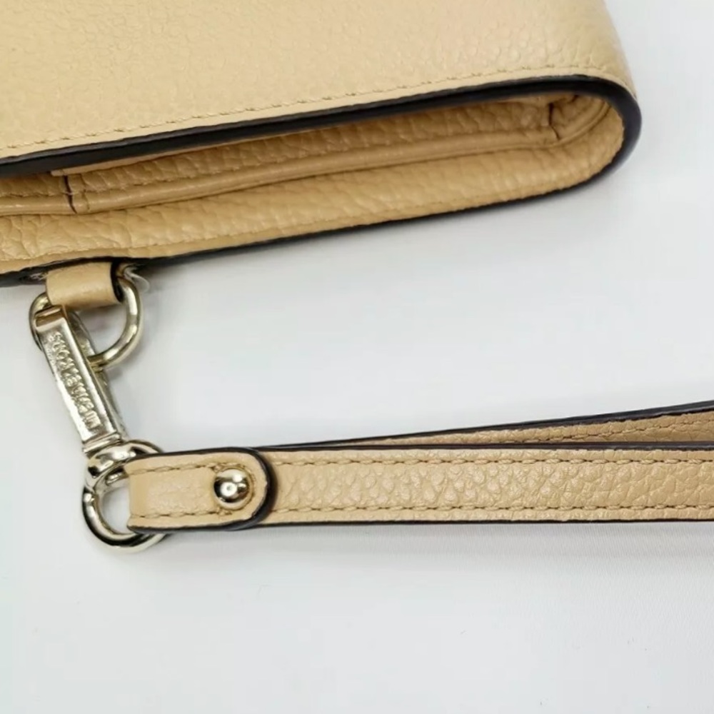 Michael Kors Jet Set Travel Double Zip Leather Wristlet Wallet Butternut - Picture 8 of 10